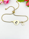 Honeysuckle Flower Heart Charm Silver or Gold Bracelet – Dainty Floral Gift Jewelry, D636