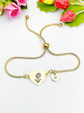 Daisy Flower Heart Charm Silver or Gold Bracelet – Dainty Floral Gift Jewelry, D637