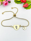 Rose Flower Heart Charm Silver or Gold Bracelet – Dainty Floral Gift Jewelry, N638