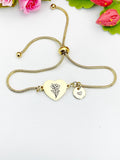 Gladiolus Flower Heart Charm Silver or Gold Bracelet – Dainty Floral Gift Jewelry, N639
