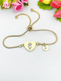 Narcissus Flower Heart Charm Silver or Gold Bracelet – Dainty Floral Gift Jewelry, ND640