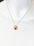 Gold Apple Cubic Zirconia Pendant Necklace – Teacher Gift Jewelry, N6820