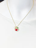 Gold Apple Cubic Zirconia Pendant Necklace – Teacher Gift Jewelry, N6820