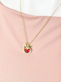 Gold Apple Cubic Zirconia Pendant Necklace – Teacher Gift Jewelry, N6820