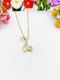 Gold Pink Cherry Heart Cubic Zirconia Pendant Necklace – Fruit Foodie Gift Jewelry, N6822