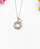 Silver Wreath Cubic Zirconia Pendant Necklace – Dainty Mom Gift Jewelry, N6825