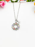 Silver Wreath Cubic Zirconia Pendant Necklace – Dainty Mom Gift Jewelry, N6825