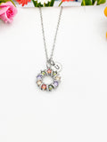 Silver Wreath Cubic Zirconia Pendant Necklace – Dainty Mom Gift Jewelry, N6825