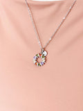 Silver Wreath Cubic Zirconia Pendant Necklace – Dainty Mom Gift Jewelry, N6825