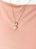 Gold Pink Heart Cubic Zirconia Pendant Necklace– Daughter Gift Jewelry, N6826