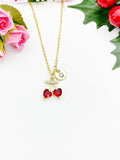 Gold Red Cherry Heart Cubic Zirconia Pendant Necklace – Foodie Fruit Gift Jewelry, N6827