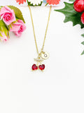Gold Red Cherry Heart Cubic Zirconia Pendant Necklace – Foodie Fruit Gift Jewelry, N6827