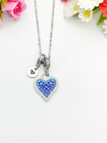 Silver Blue Heart Cubic Zirconia Pendant Necklace – Mother's Day Gift Jewelry, N6829