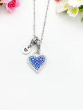Silver Blue Heart Cubic Zirconia Pendant Necklace – Mother's Day Gift Jewelry, N6829
