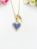 Gold Blue Heart Cubic Zirconia Pendant Necklace – Anniversary Gift Jewelry, N6830