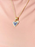 Gold Blue Heart Cubic Zirconia Pendant Necklace – Anniversary Gift Jewelry, N6830