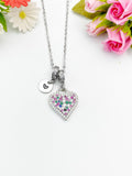 Silver Colorful Heart Cubic Zirconia Pendant Necklace – Mother's Day Gift Jewelry, N6832
