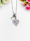 Silver Colorful Heart Cubic Zirconia Pendant Necklace – Mother's Day Gift Jewelry, N6832