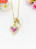 Gold Red Heart Cubic Zirconia Pendant Necklace – Anniversary Gift Jewelry, N6833