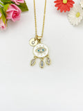 Gold Evil Eye Dreamcatcher Cubic Zirconia Pendant Necklace – Protection Gift Jewelry, N6834