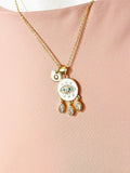 Gold Evil Eye Dreamcatcher Cubic Zirconia Pendant Necklace – Protection Gift Jewelry, N6834
