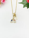 Gold Rainbow Cubic Zirconia Pendant Necklace – Colorful Dainty Gift Jewelry, N6835