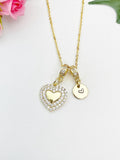 Gold Heart Cubic Zirconia Pendant Necklace – Birthdays Gift Jewelry, N6837