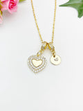 Gold Heart Cubic Zirconia Pendant Necklace – Birthdays Gift Jewelry, N6837