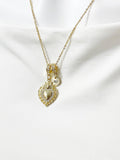 Gold Sacred Heart Mexican Flaming Milagro Holy Heart Cubic Zirconia Pendant Necklace, N6838