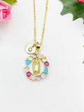 Gold Virgin Mary Cubic Zirconia Pendant Necklace – Faith Gift Jewelry, N6839