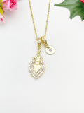 Gold Sacred Heart Cubic Zirconia Pendant Necklace – Dainty Faith Protection Gift Jewelry, N6844