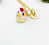 Gold Cupcake Pendant Necklace – Dainty Dessert Charm Gift Jewelry, N6908