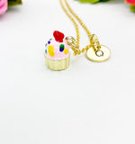Gold Cupcake Pendant Necklace – Dainty Dessert Charm Gift Jewelry, N6908