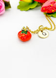Gold Tomato Pendant Necklace – Dainty Fruit Charm Gift Jewelry, N6909