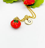 Gold Tomato Pendant Necklace – Dainty Fruit Charm Gift Jewelry, N6909