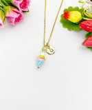 Gold Ice Cream Cone Pendant Necklace – Dainty Dessert Charm Gift Jewelry, N6910