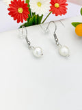Silver Natural Pearl Potato Charm Dangle Earrings, N5965S