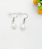 Silver Natural Pearl Potato Charm Dangle Earrings, N5965S