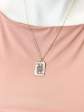 Gold Queen of Heart Play Card Charm Necklace, N5667