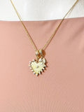 Gold Holy Heart Cubic Zirconia Pendant Necklace – Faith Protection Gift Jewelry, N6846