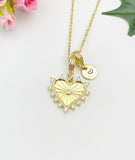 Gold Holy Heart Cubic Zirconia Pendant Necklace – Faith Protection Gift Jewelry, N6846