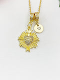 Gold Sacred Heart Cubic Zirconia Pendant Necklace – Dainty Faith Protection Gift Jewelry, N6847