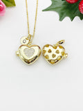 Gold Heart Cubic Zirconia Diffuser Locket Pendant Necklace – Aromatherapy Gift Jewelry, N6849