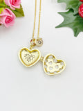 Gold Heart Cubic Zirconia Diffuser Locket Pendant Necklace – Aromatherapy Gift Jewelry, N6849