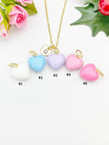 Gold Heart Enamel Pendant Necklace – Sweet Colors Dainty Gift Jewelry, N6851