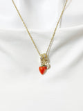Gold Strawberry Charm Necklace – Fruit Foodies Dainty Gift Jewelry, N6853