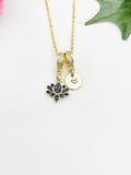 Gold Lotus Black Cubic Zirconia Necklace – Dainty Spiritual Flower Gift Jewelry, N6854