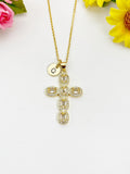 18K Gold Plated Cross Clear Cubic Zirconia Pendant Necklace – Christian Gift Jewelry, N6857