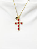 18K Gold Plated Cross Red Cubic Zirconia Pendant Necklace – Christian Gift Jewelry, N6859