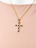 18K Gold Plated Cross Light Purple Cubic Zirconia Pendant Necklace – Christian Gift Jewelry, N6860